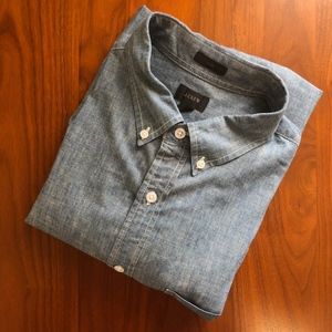 J. CREW Mens LS Chambray Shirt Button Down jcrew